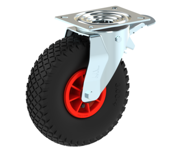 Puncture-proof swivel castor with solid PU wheel Ø260x85mm tyre size 3.00.4