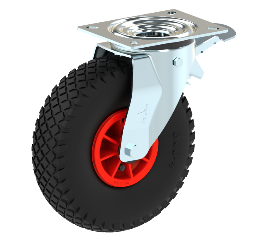 Puncture-proof swivel castor with solid PU wheel Ø260x85mm tyre size 3.00.4