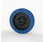 Rad, Ø 125mm, vulkanisierter blauer elastischer Gummireifen mit Kunststoff-Gewindekappen 200KG