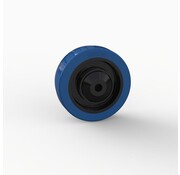 Wheel, Ø 100mm, vulcanised blue elastic rubber tyre with plastic wire caps 180KG