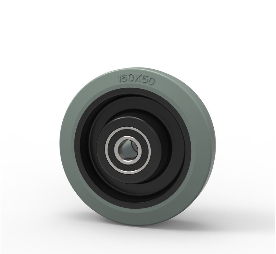 Roda, Ø 160mm, pneu de borracha elástica cinzenta vulcanizada, 350KG