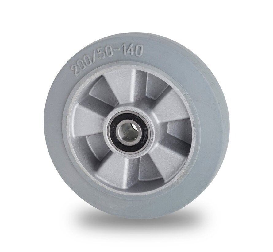 Elastic rubber grey wheel, Ø 200mm, 400KG