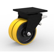 swivel castor with brake, Ø 200 mm, vulcanised polyurethane tyre, 2000KG