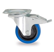 swivel castor, Ø 80 mm, elasticated rubber tyre with brake, 100KG