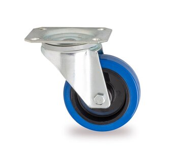 Rueda giratoria, Ø 80 mm, cubierta de goma elástica, 100 kg