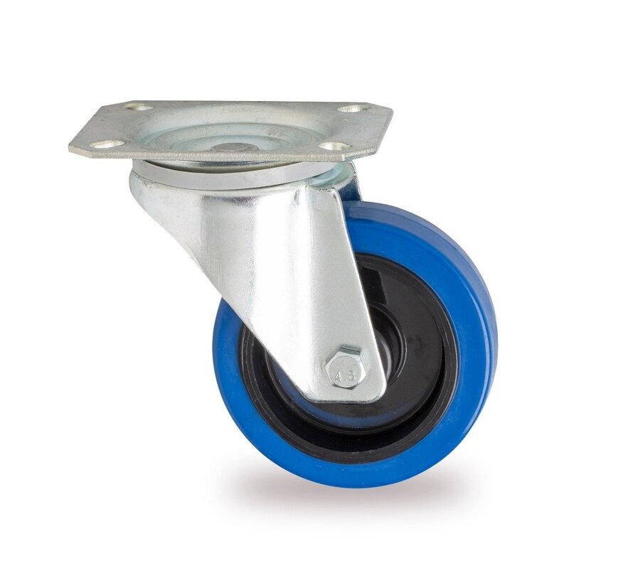 Roulette pivotante, Ø 80 mm, pneu en caoutchouc élastique, 100 kg