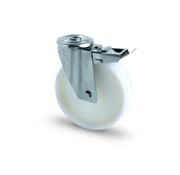AISI 316 stainless steel swivel castor with brake, bolt hole fitting, full nylon wheel, sliding bearing, Wheel-Ø 100mm, 150KG