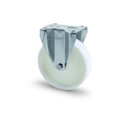 AISI 316 stainless steel fixed castor, plate fitting, full nylon wheel, sliding bearing, Wheel Ø 80mm, 150KG