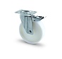 Roulette pivotante en acier inoxydable AISI 316 avec frein, montage sur plaque, roue entièrement en nylon, palier lisse, Ø de roue 100mm, 150KG