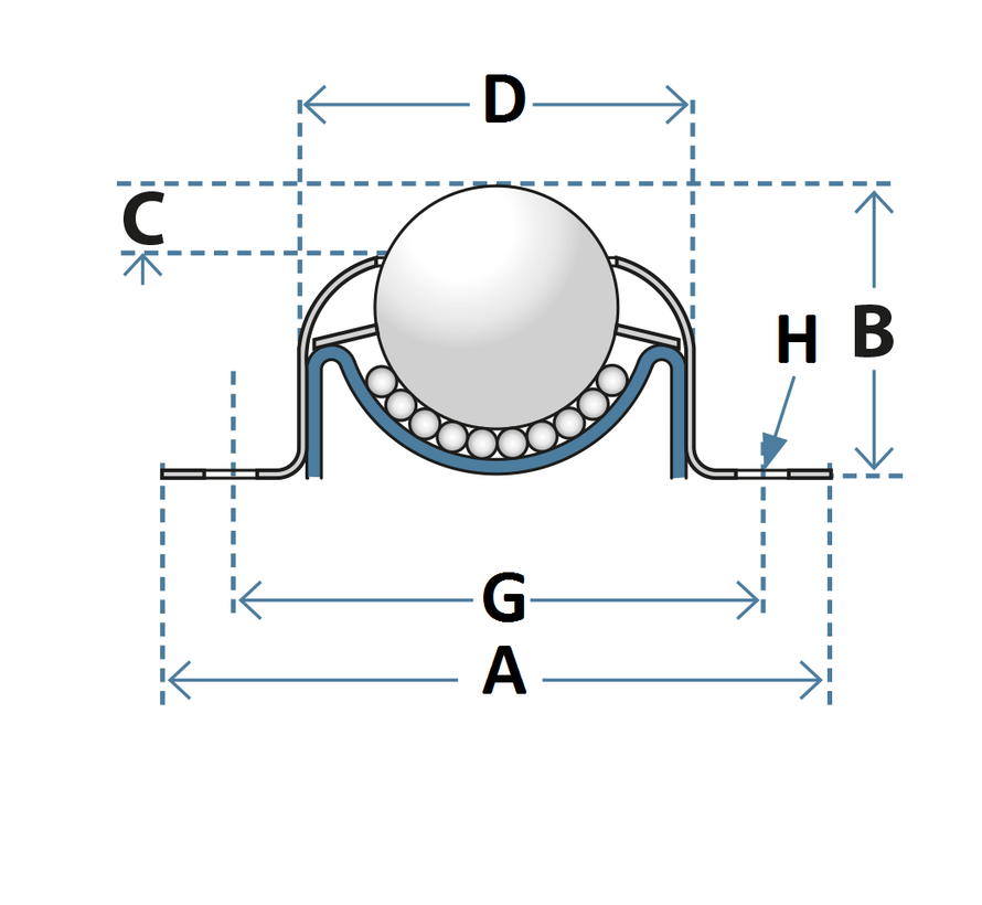 Vaso a sfera in acciaio 25,4 mm, 55 kg