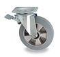 roulette pivotante avec frein, pour poubelle, Ø 200mm, bandage caoutchouc élastique gris, 400KG