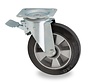 rueda giratoria con freno, para papelera, Ø 200mm, goma elástica negra, 400KG