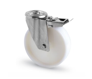 swivel castor with brake, Ø 125 mm, all-polyamide (PA6) wheel, 170KG