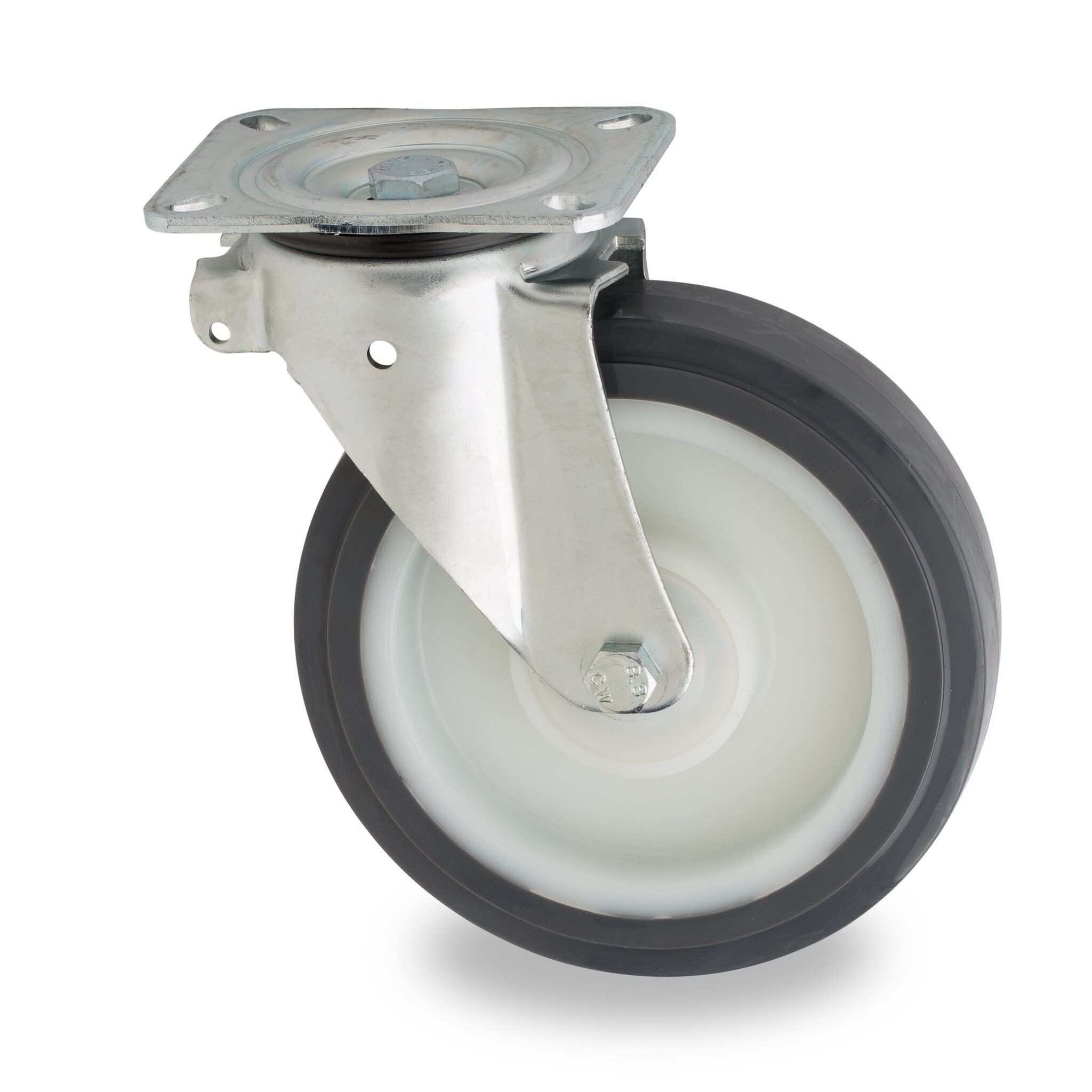 rueda giratoria, Ø 200 mm, neumático de poliuretano moldeado por ...