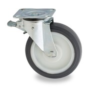 swivel castor with brake, Ø 160 mm, painted polyurethane tyre, 600KG