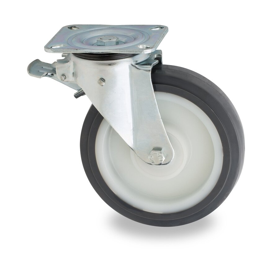 rueda giratoria con freno, Ø 160 mm, neumático de poliuretano pintado, 600KG