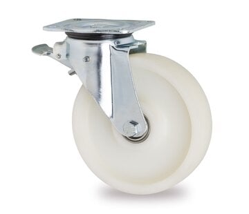 swivel castor with brake, Ø 125 mm, all-polyamide (PA6) wheel, 600KG