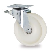 roulette pivotante avec frein, Ø 125 mm, roue en polyamide (PA6), 600KG