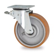 swivel castor with brake, Ø 160 mm, vulcanised polyurethane tyre, 800KG