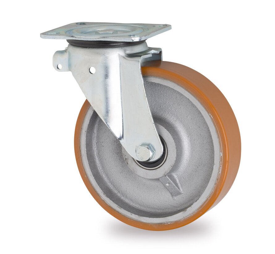 rodízio giratório, Ø 125 mm, pneu de poliuretano vulcanizado, 400KG