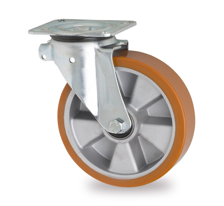 rodízio giratório, Ø 250mm, pneu de poliuretano vulcanizado, 1000KG