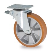 swivel castor with brake, Ø 160 mm, vulcanised polyurethane tyre, 600KG