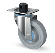Stainless steel swivel castor with central braking system, 125 mm diameter wheel