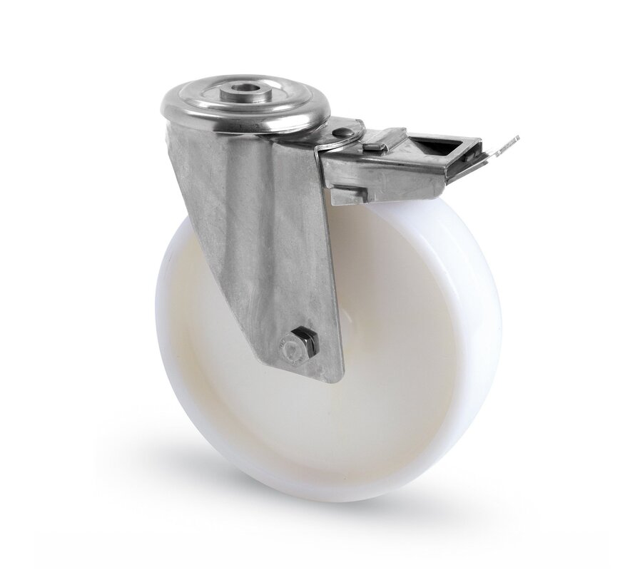 swivel castor with brake, Ø 100 mm, all-polyamide (PA6) wheel, 150KG