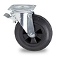 Roulette pivotante + frein pour poubelle, Ø 200mm, bandage caoutchouc, 200KG