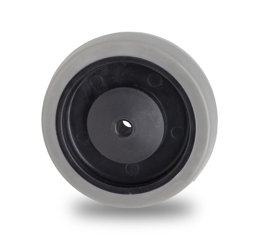 wheel, Ø 100mm, grey non-marking thermoplastic rubber tyre, 115KG
