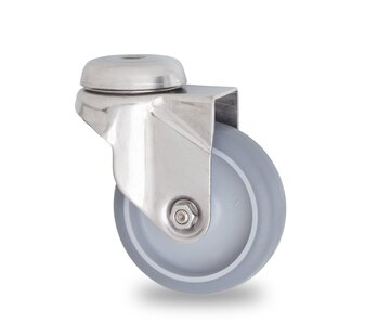 rueda giratoria, Ø 50mm, neumático de caucho termoplástico gris que no deja marcas, 50KG