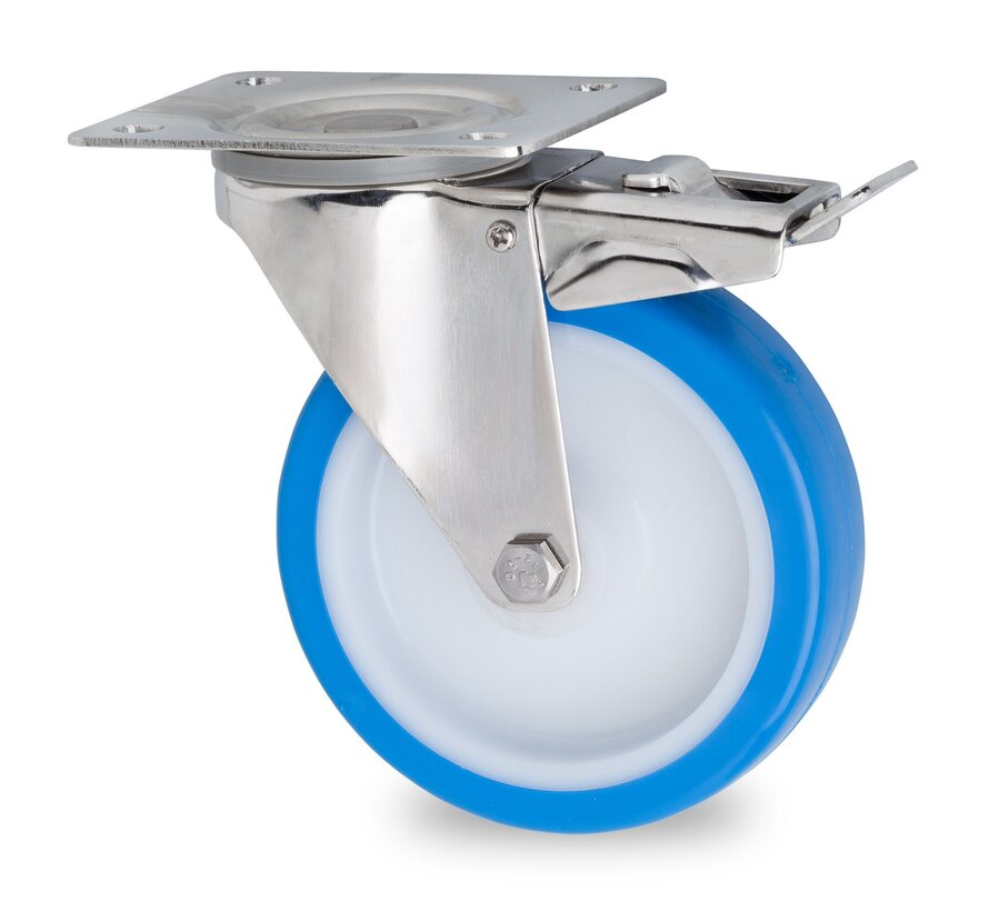 swivel castor with brake, Ø 125 mm, casted polyurethane, 180KG