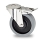 swivel castor with brake, Ø 125 mm, padded elasticated rubber tyre, 200KG