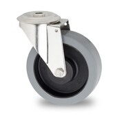 rueda giratoria, Ø 125mm, goma elástica acolchada, 200KG