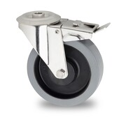 Lenkrolle mit Feststeller, Ø 100mm, gepolsterter Elastikreifen, 150KG