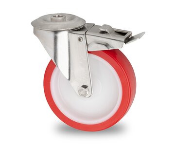rueda giratoria con freno, Ø 125 mm, poliuretano fundido, 180KG
