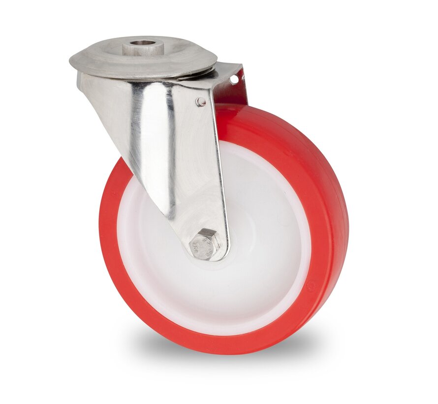 swivel castor, Ø 125 mm, injection-moulded polyurethane, 180KG