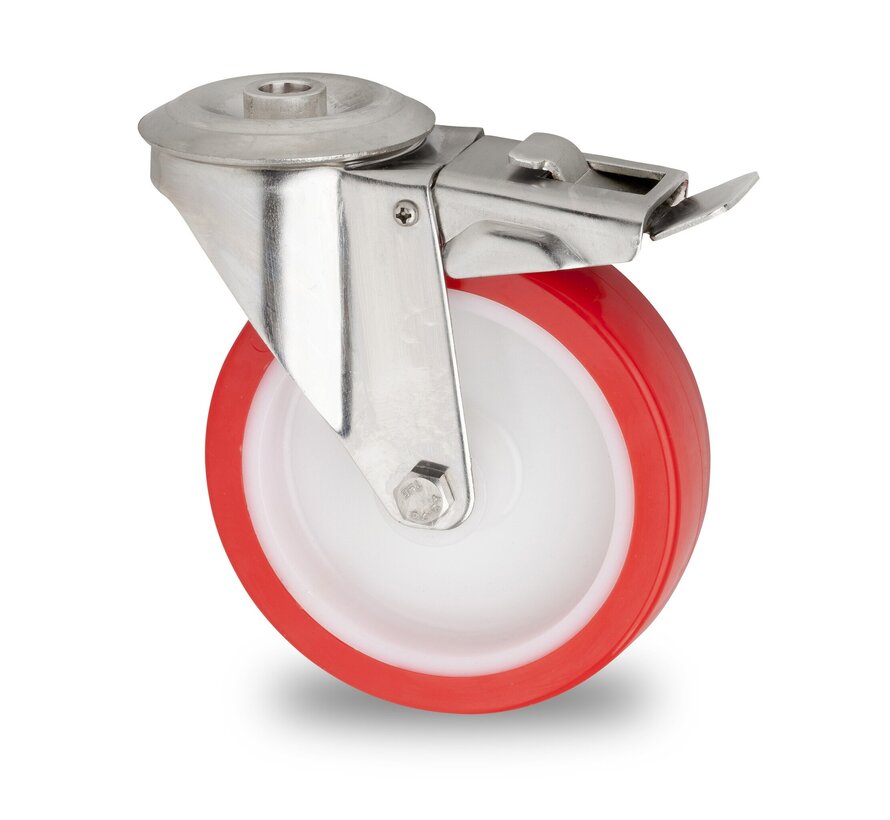 roulette pivotante avec frein, Ø 80 mm, polyuréthane moulé, 140KG