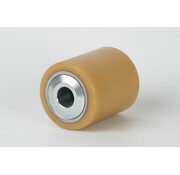 Rodillo Vulkollan para paletas con cierre metálico estanco Ø85x75 mm, orificio del eje: 25 mm, longitud del cubo: 80 mm