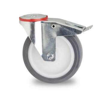 rueda giratoria con freno, Ø 80 mm, poliuretano fundido, 150KG