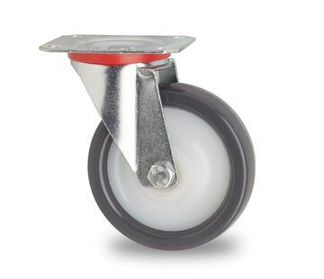 rodízio giratório, Ø 100 mm, poliuretano moldado por injeção, 200KG