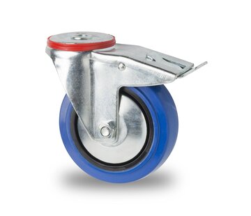 roulette pivotante avec frein, Ø 80 mm, bandage caoutchouc élastique, 100KG