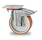 rueda giratoria con freno, Ø 100mm, banda de rodadura de poliuretano vulcanizado, 200KG