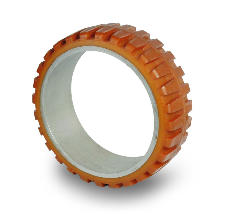 Vulkollan® zylindrische Pressreifen, profilierte Bandage, Ø 260x85mm, 1650KG