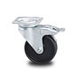 Institutional Swivel caster with brake from pressed steel, plate fitting, Polypropylene Wheel, plain bearing, Wheel-Ø 75mm, 60KG