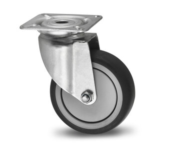 Swivel caster, Ø 50mm, thermoplastic rubber grey non-marking, 50KG