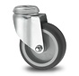 Roulette pivotante pour appareil en acier embouti, trou de boulon, caoutchouc thermoplastique gris non marquant, palier lisse, Roue-Ø 75mm, 75KG
