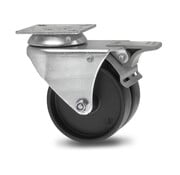 Swivel caster with brake, Ø 50mm, Polypropylene Wheel, 80KG