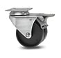Institutional Swivel caster with brake from pressed steel, plate fitting, Polypropylene Wheel, plain bearing, Wheel-Ø 50mm, 80KG