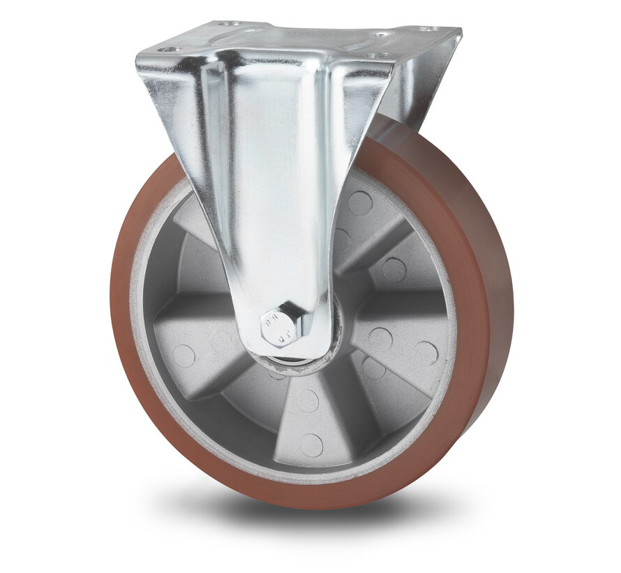 Rodas industriais Roda fixa chapa de aço, poliuretano fundido, rolamento rígido de esferas, Roda-Ø 160mm, 300KG